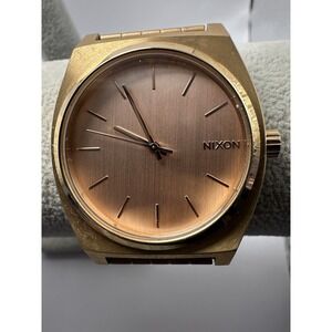 Nixon Minimal The Time Teller Rose Gold New Battery 37MM 8.5" Stainless Band T79